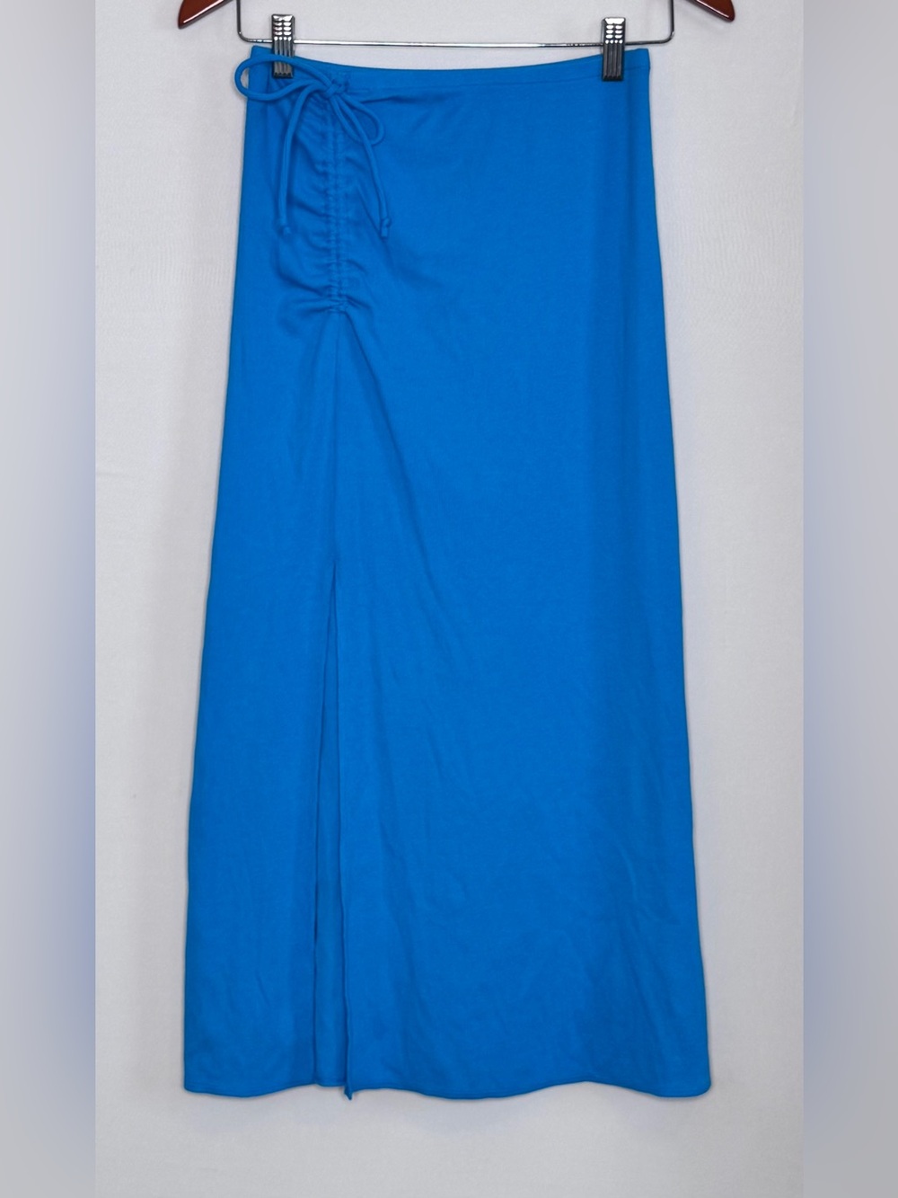 Aerie Blue Ruched Side Slit Maxi Skirt Size Small Y2K Beach Vacation Cover Up